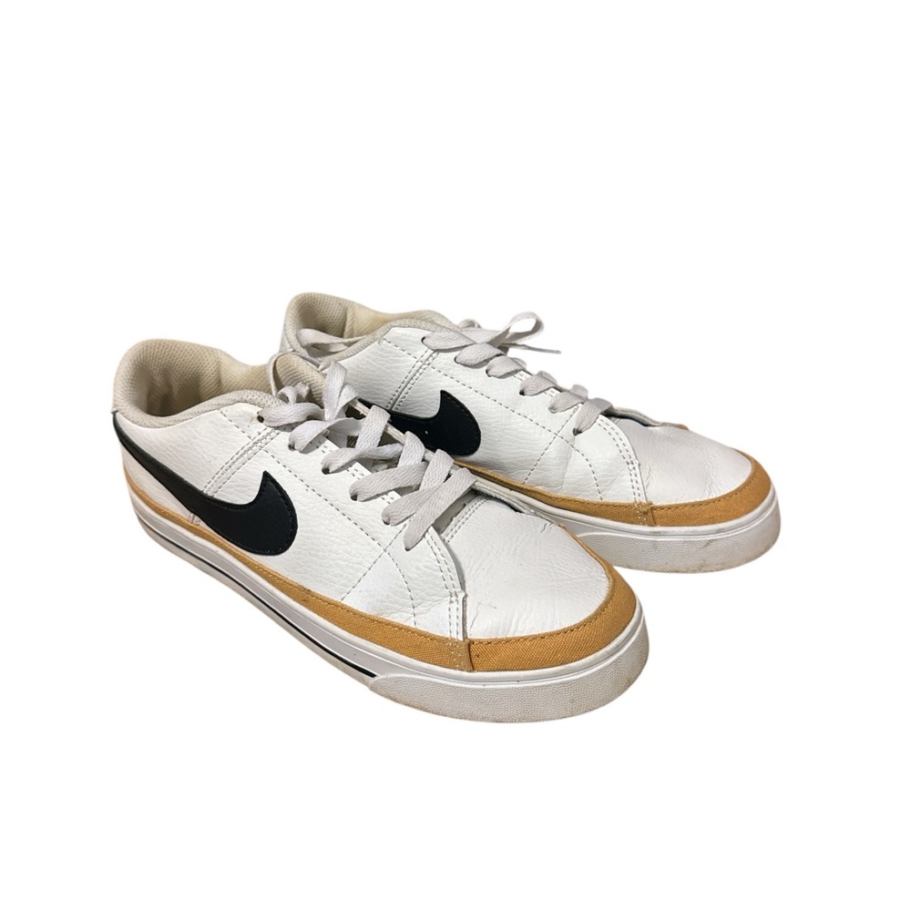 Nike White and Brown Sneakers with Black Swoosh